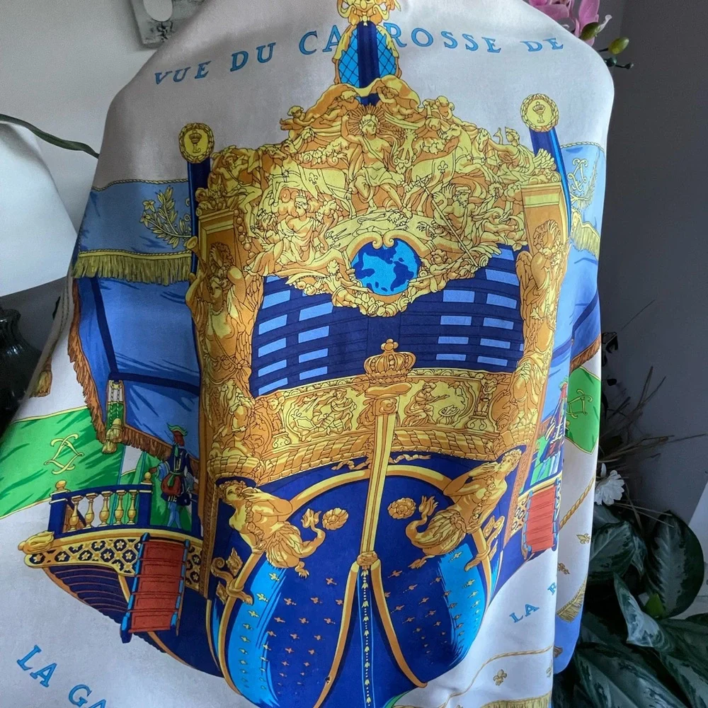 Hermès Vue Du Carrosse La Galere La Reale By H. Grygkar Silk Scarf. - Picture 3 of 16